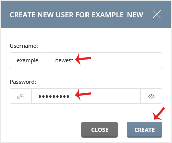 DirectAdmin Enter Database User Credentials