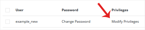 DirectAdmin Change Database User Privileges