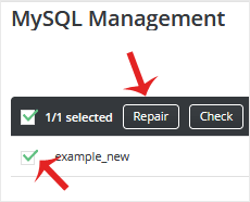 DirectAdmin Repair MySQL Database