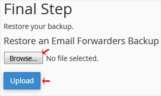 cPanel Backup Restore final step