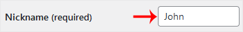 Wordpress user nickname