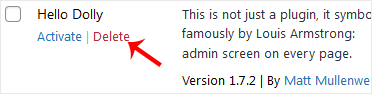Wordpress delete plugin